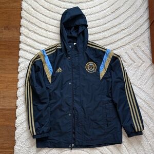 VTG 2013 Adidas Team issued Philadelphia Union Windbreaker Hooded Zip up Jacket